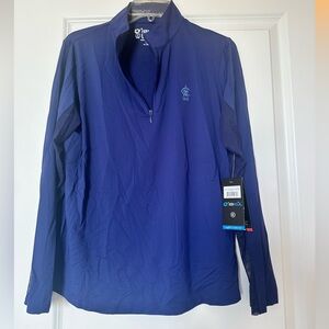NWT Atlanta Athletic Club Womens Large Golf Blue Half-Zip Pullover